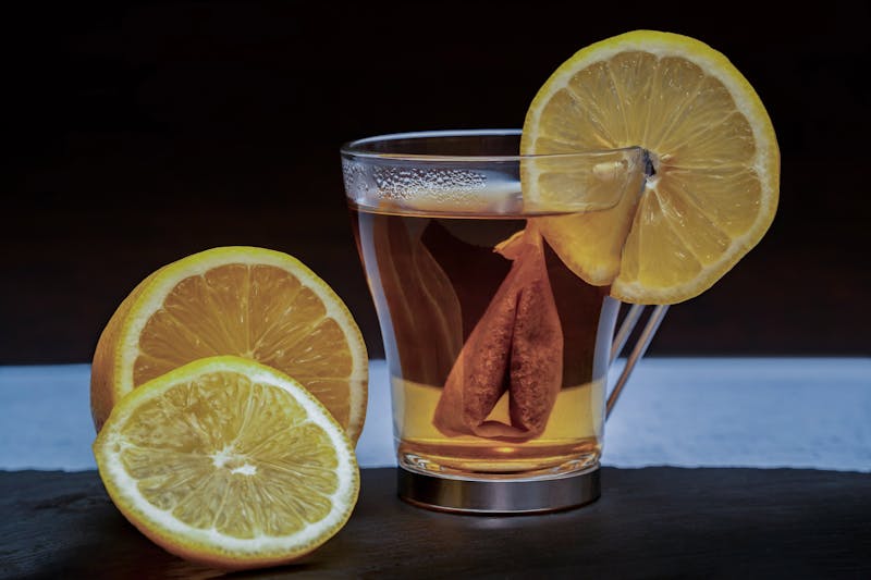 Craft iced tea with lemon slice